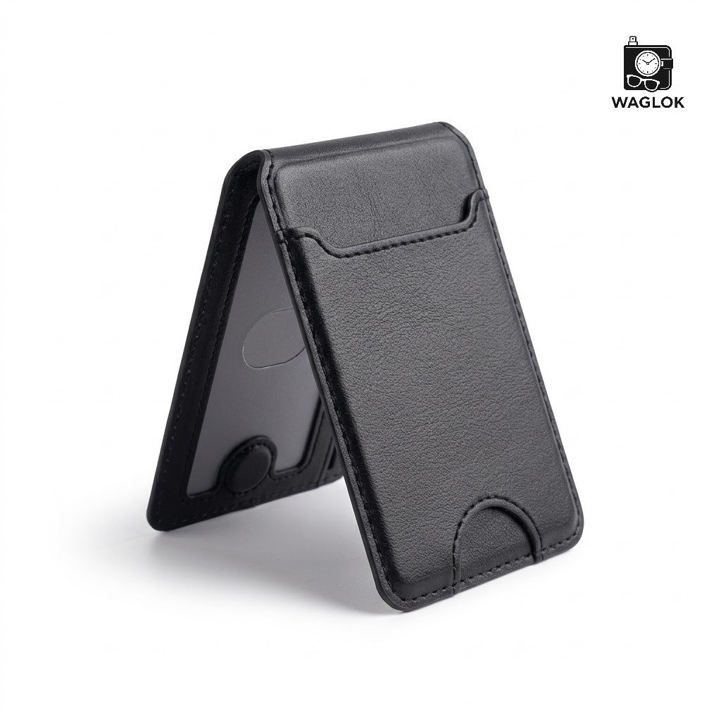 Mobile Magnetic Card Holder Wallet with Box – Slim 3 Card Slots, Transparent ID Slot, Lightweight Phone Wallet & Kickstand Stand - Black - Image 8