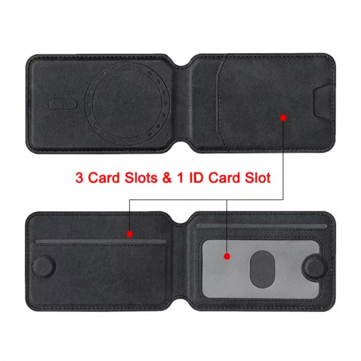Mobile Magnetic Card Holder Wallet with Box – Slim 3 Card Slots, Transparent ID Slot, Lightweight Phone Wallet & Kickstand Stand - Black - Image 4