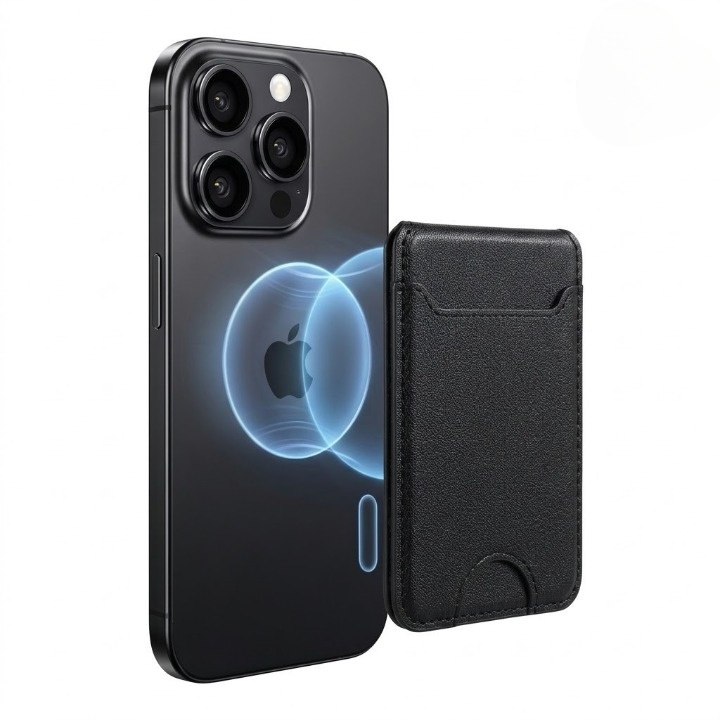 Mobile Magnetic Card Holder Wallet with Box – Slim 3 Card Slots, Transparent ID Slot, Lightweight Phone Wallet & Kickstand Stand - Black - Image 3