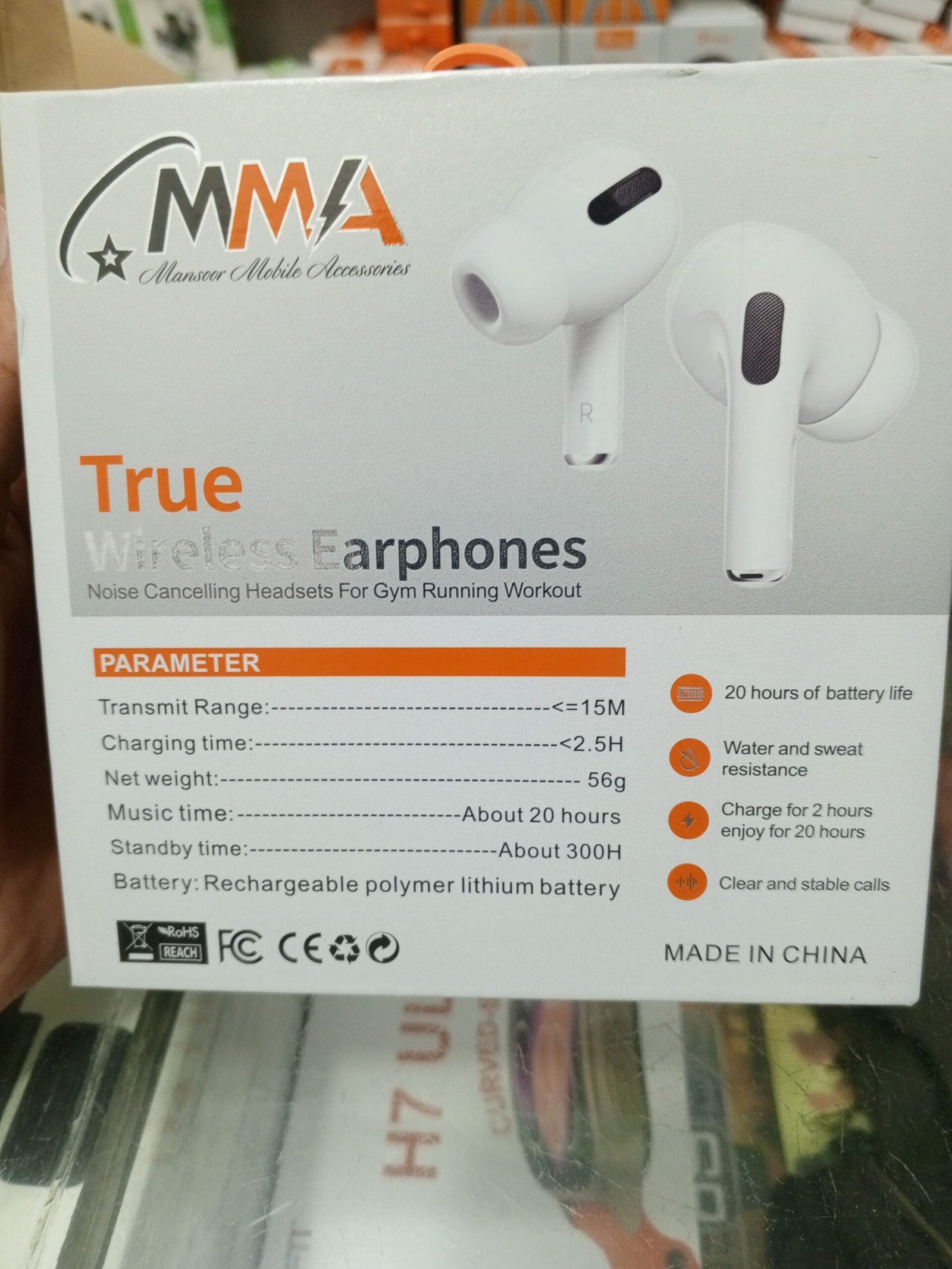 MMA 20 Hour Ultra-Bass True Wireless Earbuds Waterproof – 1 Box Includes 2 Earbuds (Random Color) - Image 4