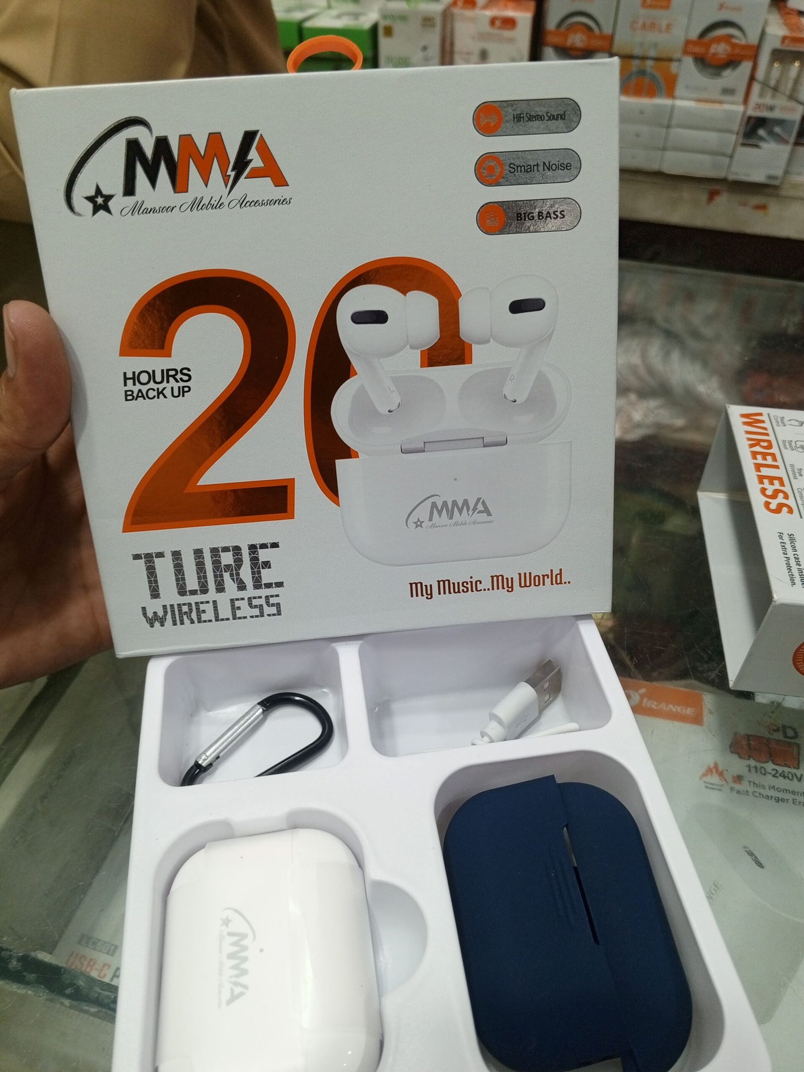 MMA 20 Hour Ultra-Bass True Wireless Earbuds Waterproof – 1 Box Includes 2 Earbuds (Random Color) - Image 2