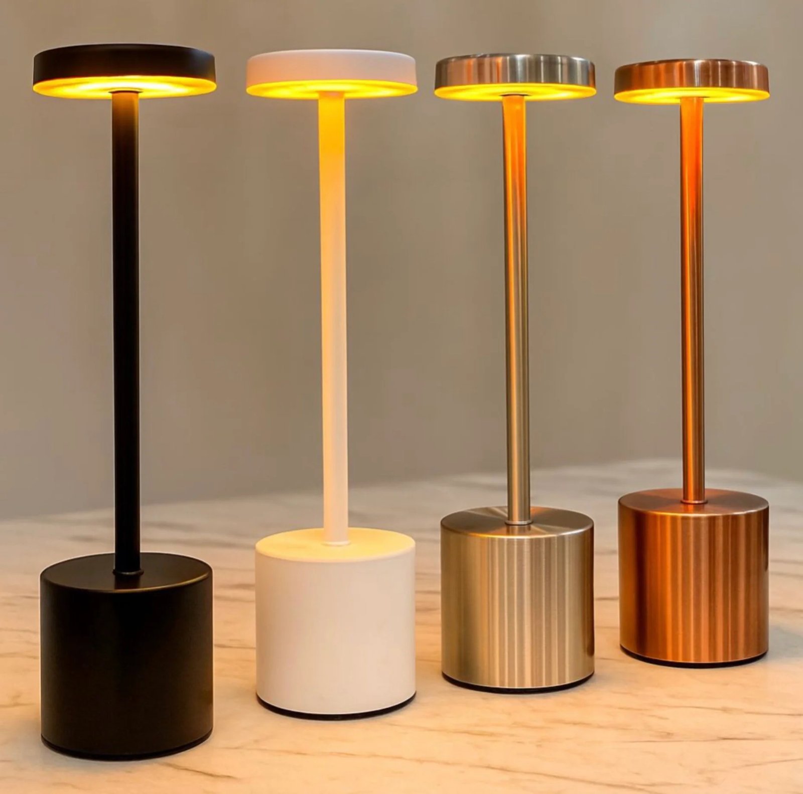 USB Rechargeable LED Night Light Desk Lamp – 3-Color Touch Sensor Metal Table Lamp for Home & Office (Random Metallic Color) - Image 3