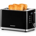 SilverCrest digital toaster 900W with LED display screen and toasted bread slices