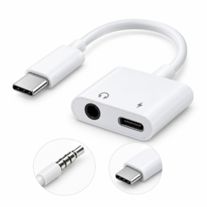 type c to 3.5mm adapter with charging port